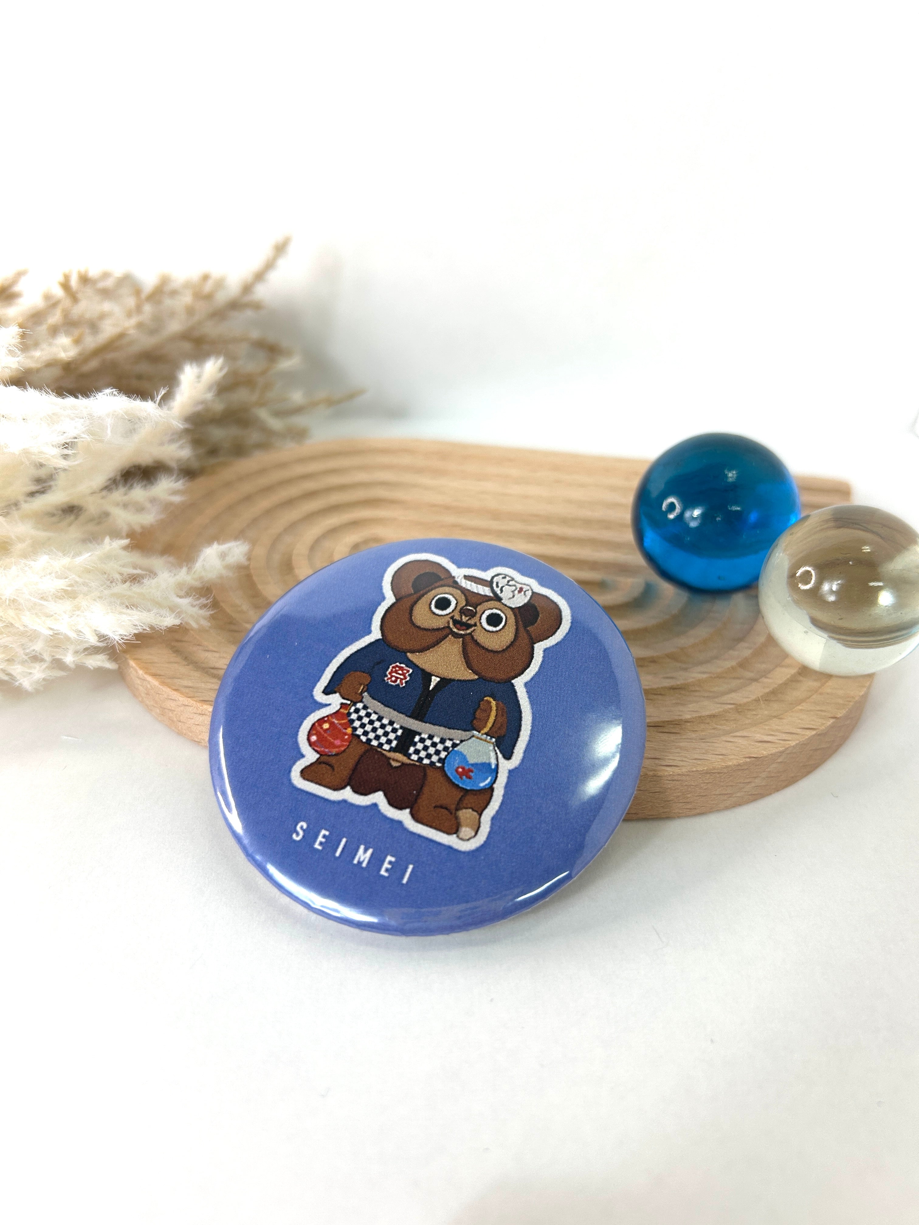 Original badge (TANUKI BLUE)32mm